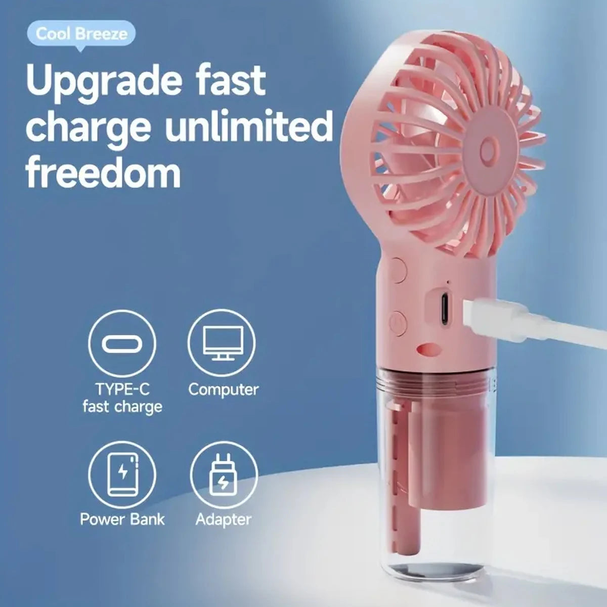 Handheld Mini Fan Air Conditioner USB Rechargeable Portable Mist Cooler Cooling Spray Humidifier Fan for Home/Office/Dorm