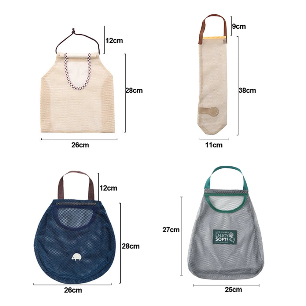 Reusable Kitchen Hanging Mesh Bag Home Fruit And Vegetable Storage Net Bag For Ginger Garlic Potatoes Onions Hollow Mesh Bag
