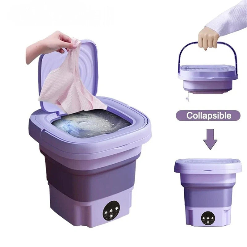 New Folding Portable Washing Machine Big Capacity with Spin Dryer Bucket for Clothes Travel Home Underwear Socks Mini Washer