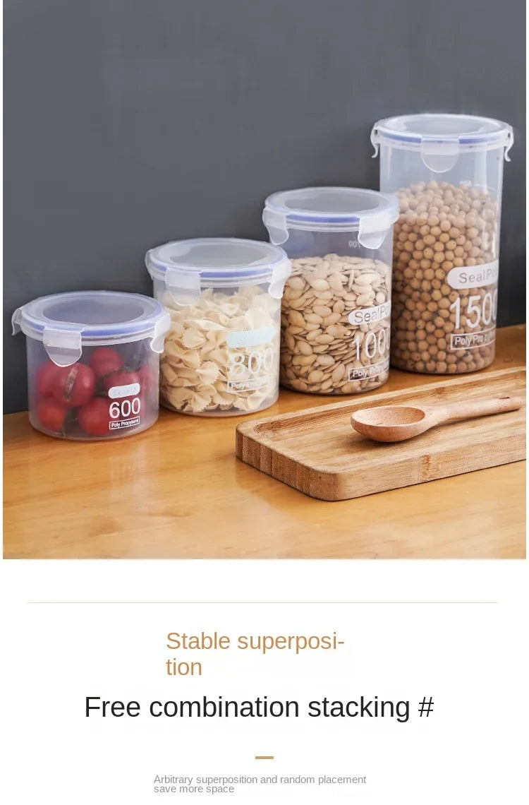1-4PCS Sealed Jars With Scale Grain Crisper Kitchen Refrigerator Organize Sealed Container Clear Jar Spice Sugar Storage Boxes
