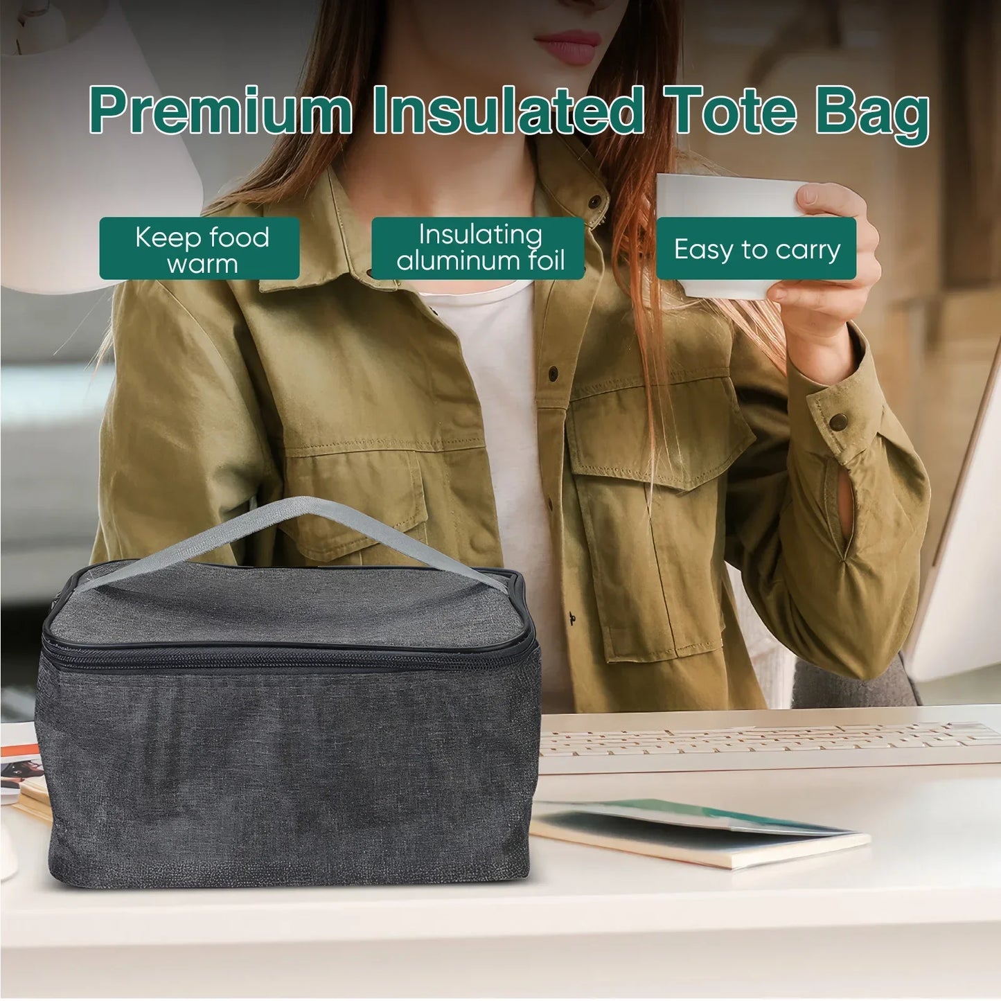 Electric Lunch Box Food Warmer 1.8 L 80W Outdoor Camping Bento Picnic Portable Food Heater Car/Home Self Heating Box