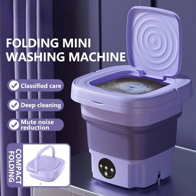 New Folding Portable Washing Machine Big Capacity with Spin Dryer Bucket for Clothes Travel Home Underwear Socks Mini Washer