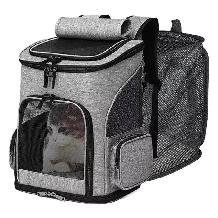 Cat Bag Outdoor Portable Cat Backpack, Foldable Small Dog And Cat Outdoor Bag Expandable Double Shoulder Pet Backpack