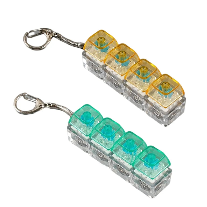 LED Keyboard Keychain Fidget Toys Crystal Clicker Sensory Toy for Stress Relief Keyboard Keychain Fidget Gadget for Adults Kids