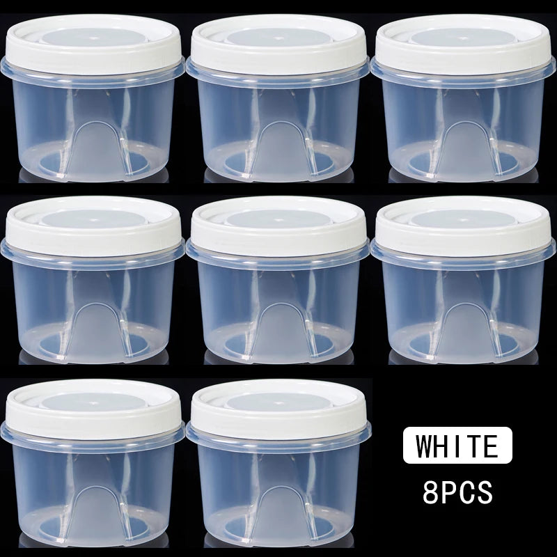 8 Pcs 500ml Round Food Fresh Keeping Box Kitchen Refrigerator Storage Container Fruits Snacks Sealed Jar Microwave Heating