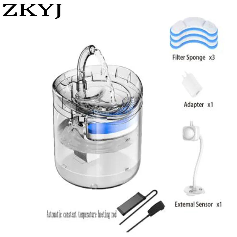 Automatic Cat Dog Water 2L Fountain With Faucet Dog Water Dispenser Transparent Filter Drinker Pet Sensor Drinking Feeder