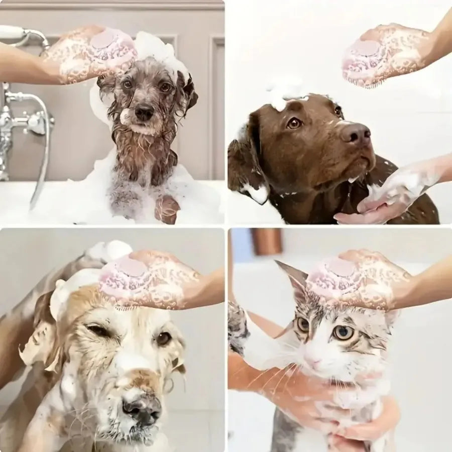 1pcs Soft  Dog Bath Brush - Gentle Massage with Shampoo Dispenser - Efficient Cat Grooming Brush for a Paws-itive Cleanin