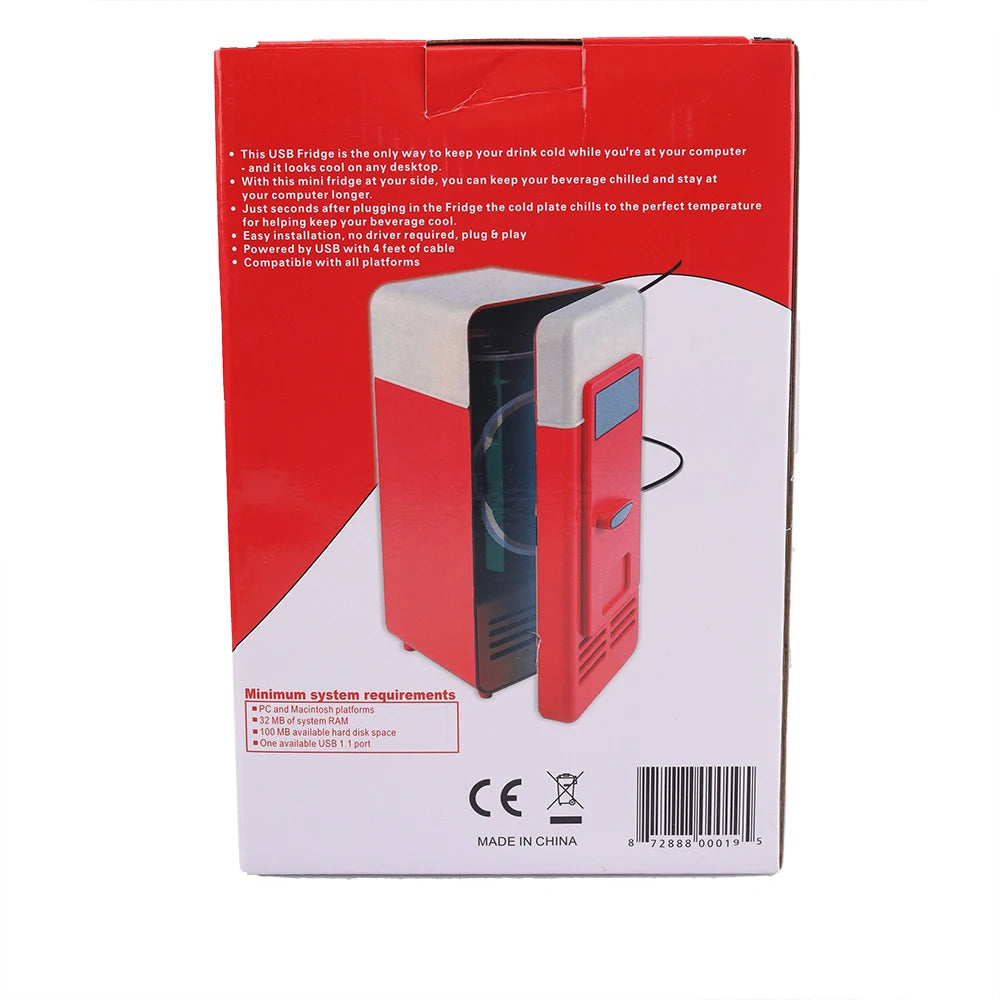 Mini USB Fridge Portable Cooler Beverage Drink Cans Cooler / Warmer Refrigerator for Car Laptop PC Computer Black Red Color 2025