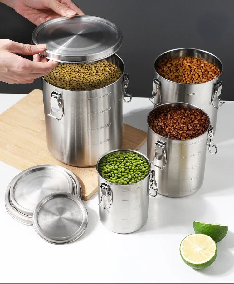 Tea Hermetic Pots Whole Grains Hermetic Containers for Food Stainless Steel Seal Sealed Container Coffee Beans Storage Airtight