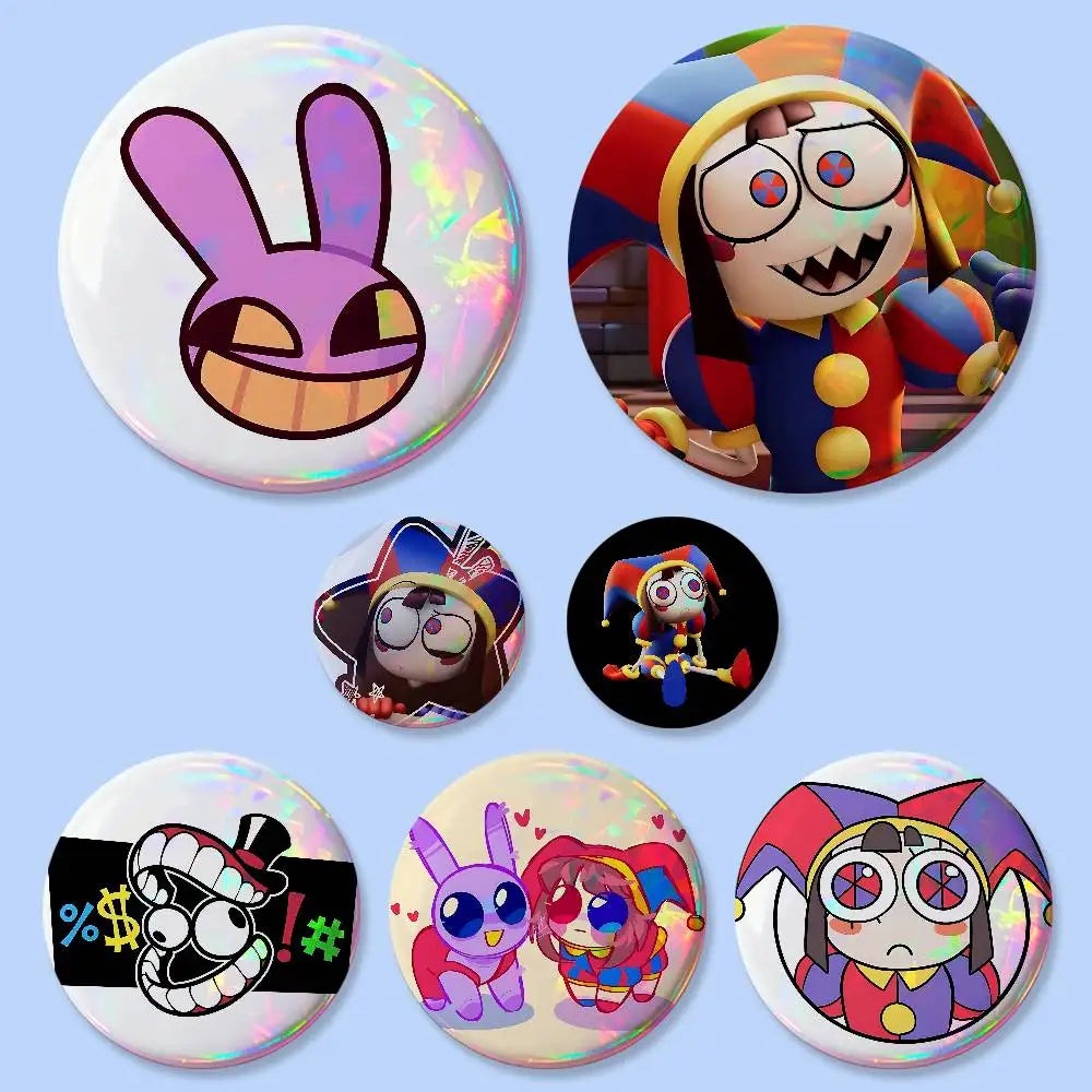 The A-Animated D-Digital Circus Badges 25 32 44 58 75 Mm Round Cosplay Pin Bag Decor Fans Collect Friends Gifts Brooch Souvenir