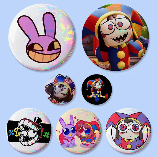 The A-Animated D-Digital Circus Badges 25 32 44 58 75 Mm Round Cosplay Pin Bag Decor Fans Collect Friends Gifts Brooch Souvenir