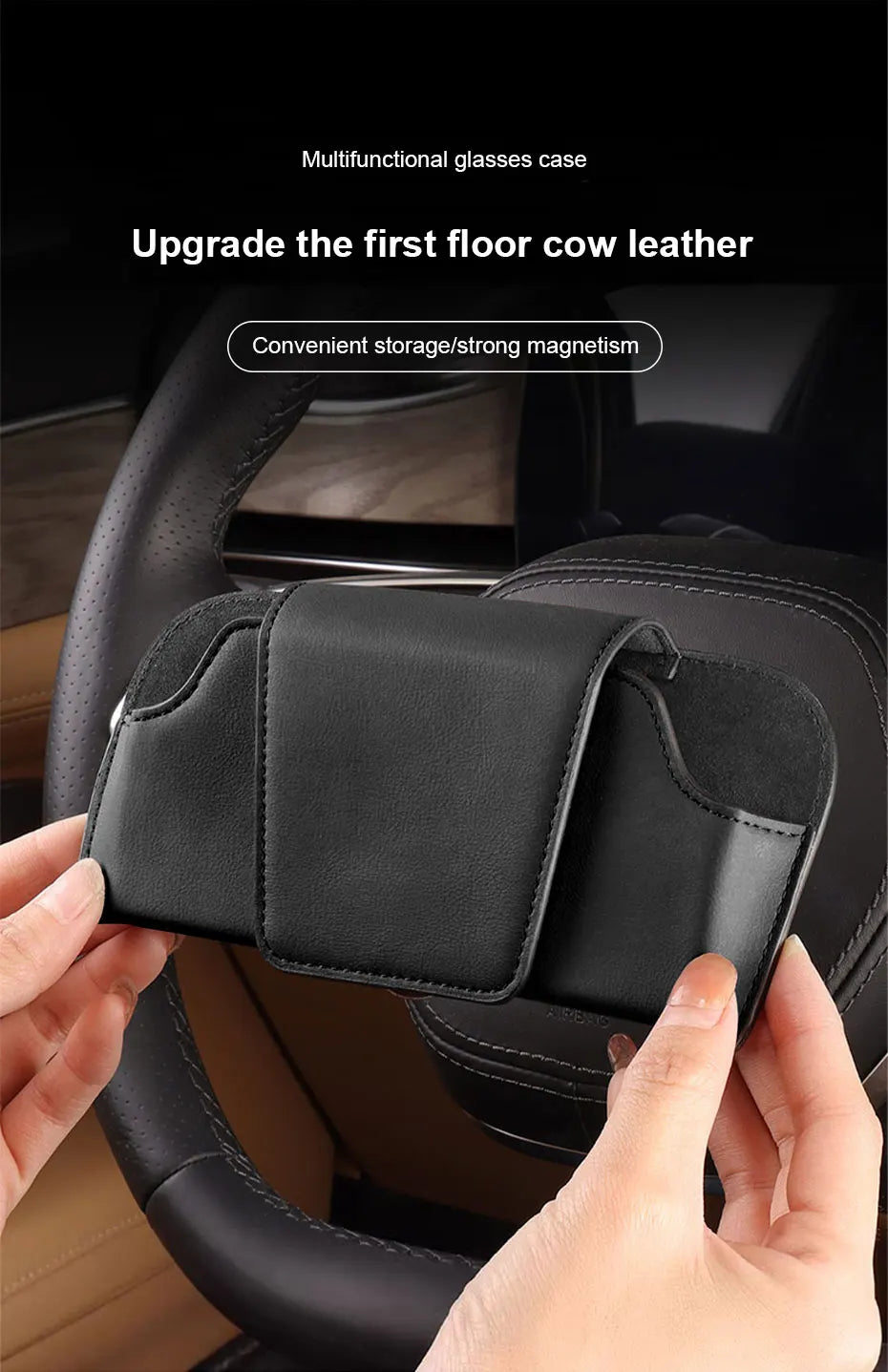 BLALION Car Glasses Case Auto Sun Visor Suede Glasses Holder Sunglasses Clip Card Ticket Holder Universal Interior Accessories