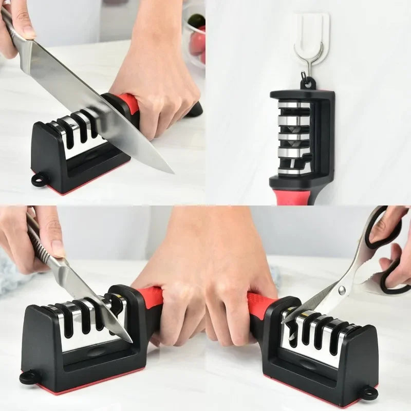 3/4 Segment Knife Sharpener Three-stage Cutting Knife Kitchen Multifunctional Handheld Fast Sharpening Stone  Kitchen Supplies