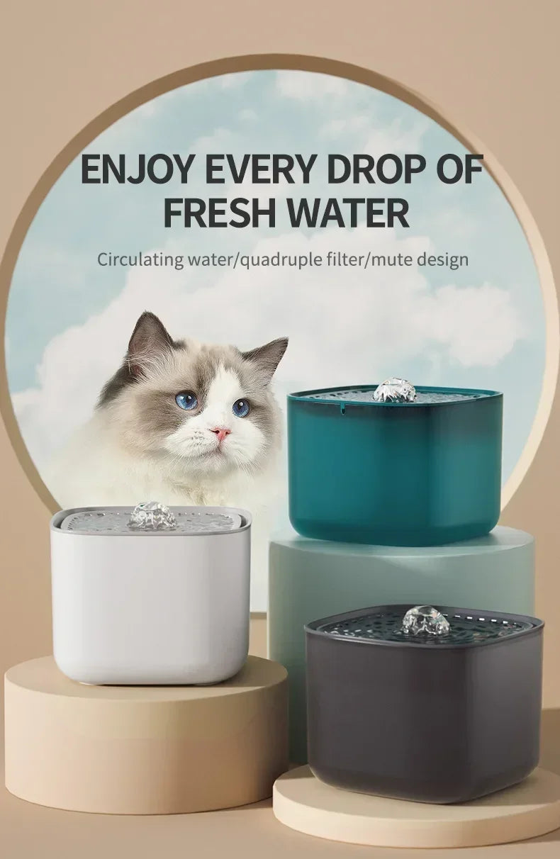 3L Cat Water Fountain Auto ERecirculate Filter Large Capacity Filtring Cat Water Drinker 1USB Electric Mute Cats Water Dispenser