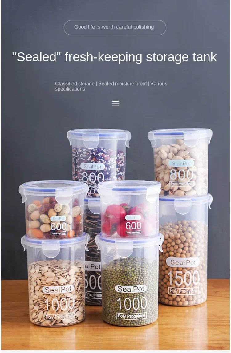 1-4PCS Sealed Jars With Scale Grain Crisper Kitchen Refrigerator Organize Sealed Container Clear Jar Spice Sugar Storage Boxes