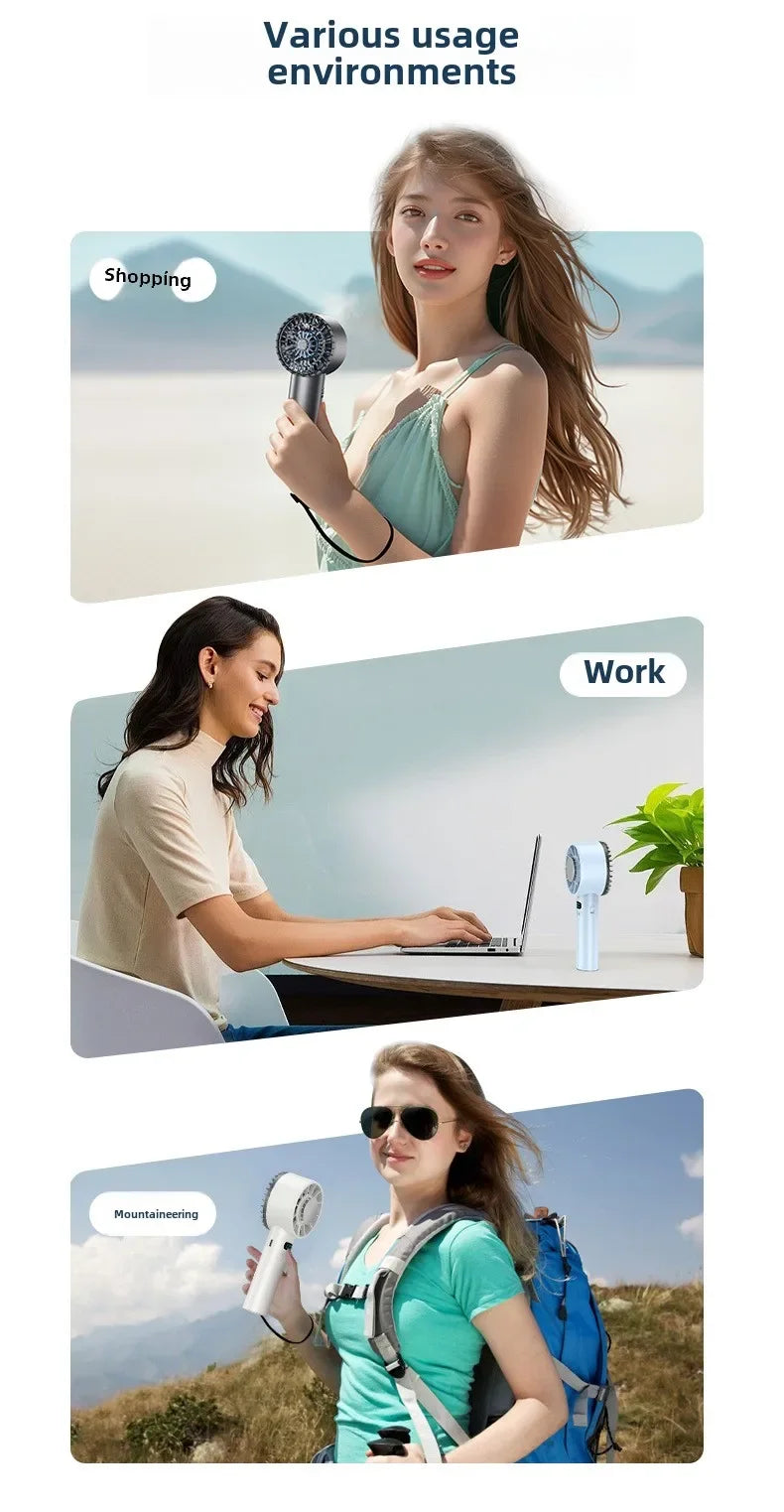 5200mah Ice Compress Fan High-speed Cooling Handheld USB Rechargeable Portable LED Digital Display For Travel Outdoor