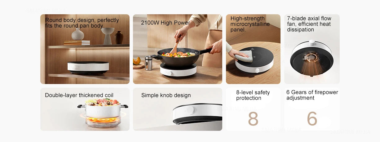 MIJIA Induction Cooktop N1,6 Gear Fire Adjustment,8 Safety Protection,Electric Induction Cookers,2100W Power,220V Voltage
