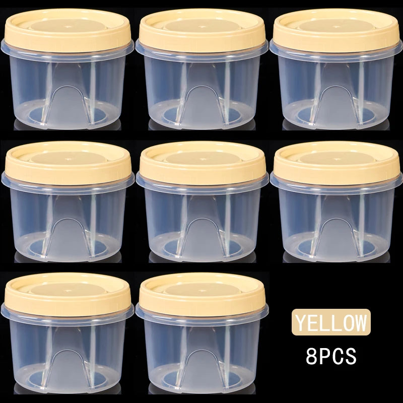 8 Pcs 500ml Round Food Fresh Keeping Box Kitchen Refrigerator Storage Container Fruits Snacks Sealed Jar Microwave Heating