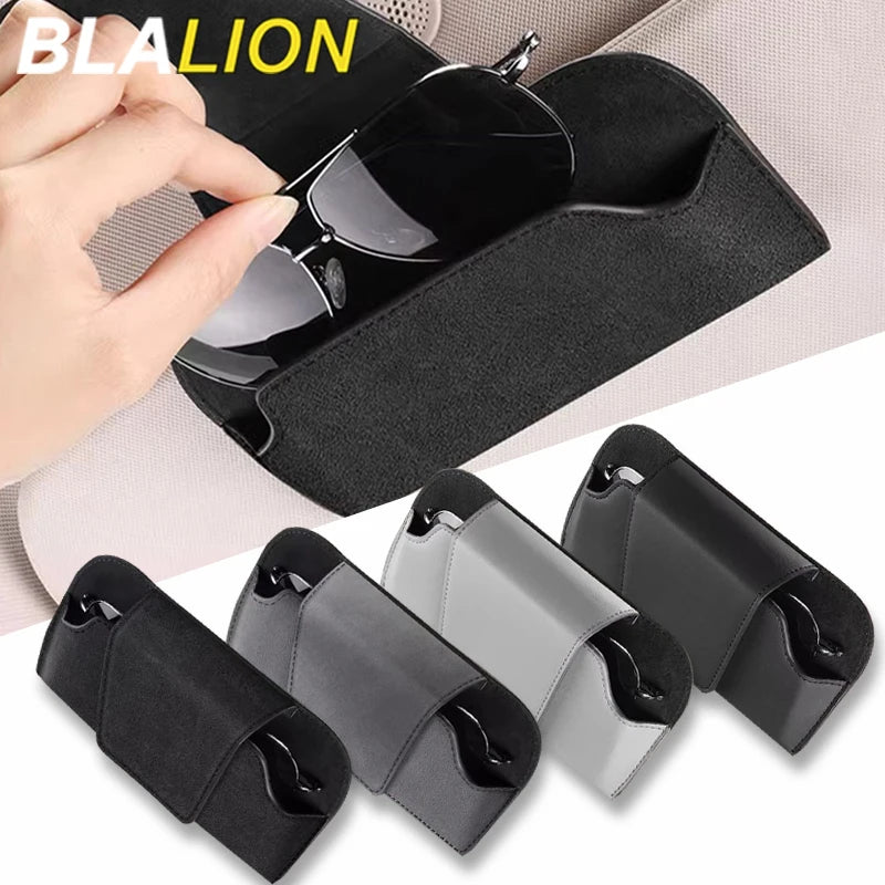 BLALION Car Glasses Case Auto Sun Visor Suede Glasses Holder Sunglasses Clip Card Ticket Holder Universal Interior Accessories