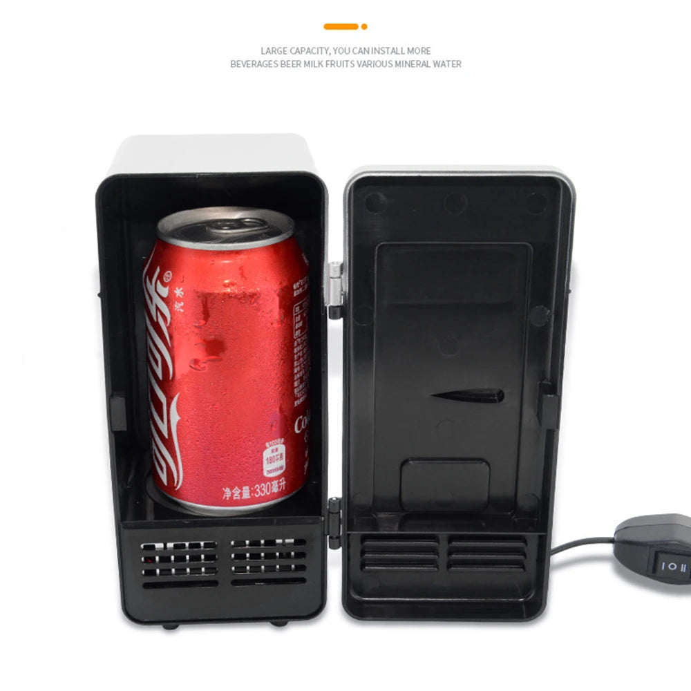 Mini USB Fridge Portable Cooler Beverage Drink Cans Cooler / Warmer Refrigerator for Car Laptop PC Computer Black Red Color 2025