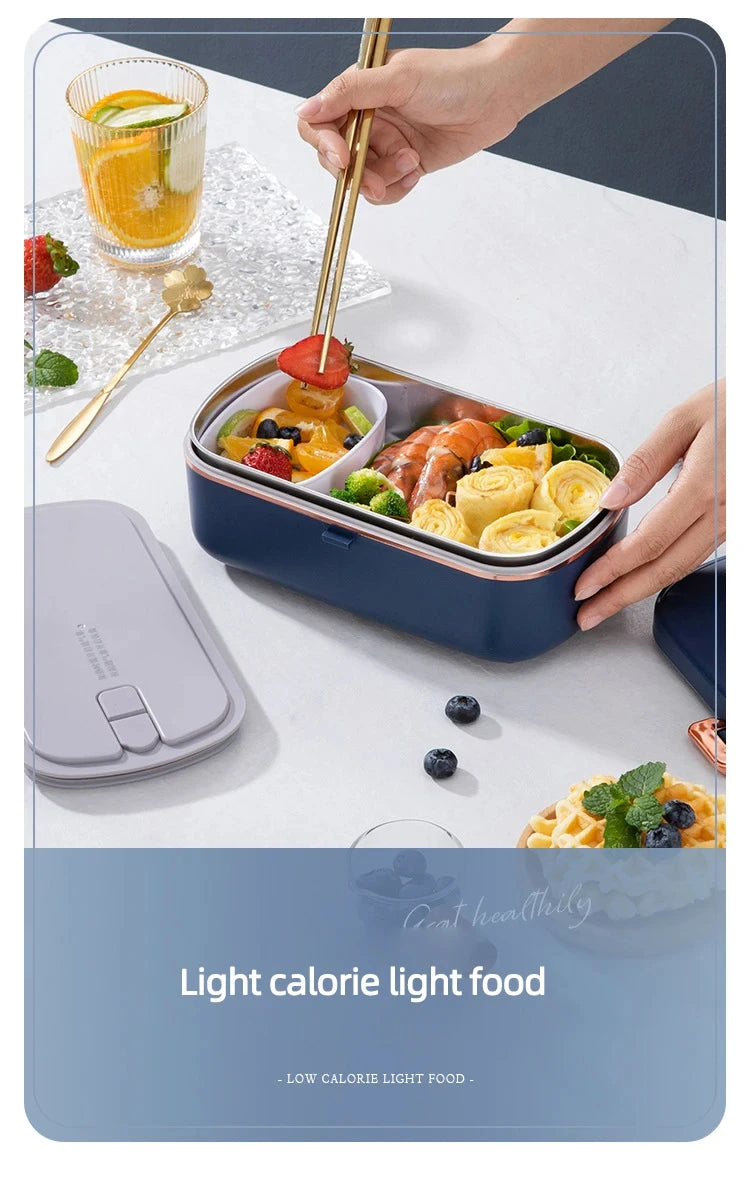 220V Electric Lunch Box 900ml Portable Rice Cooker Water Free Heating Bento Box  Thermostatic Heating Food Warmer For Office