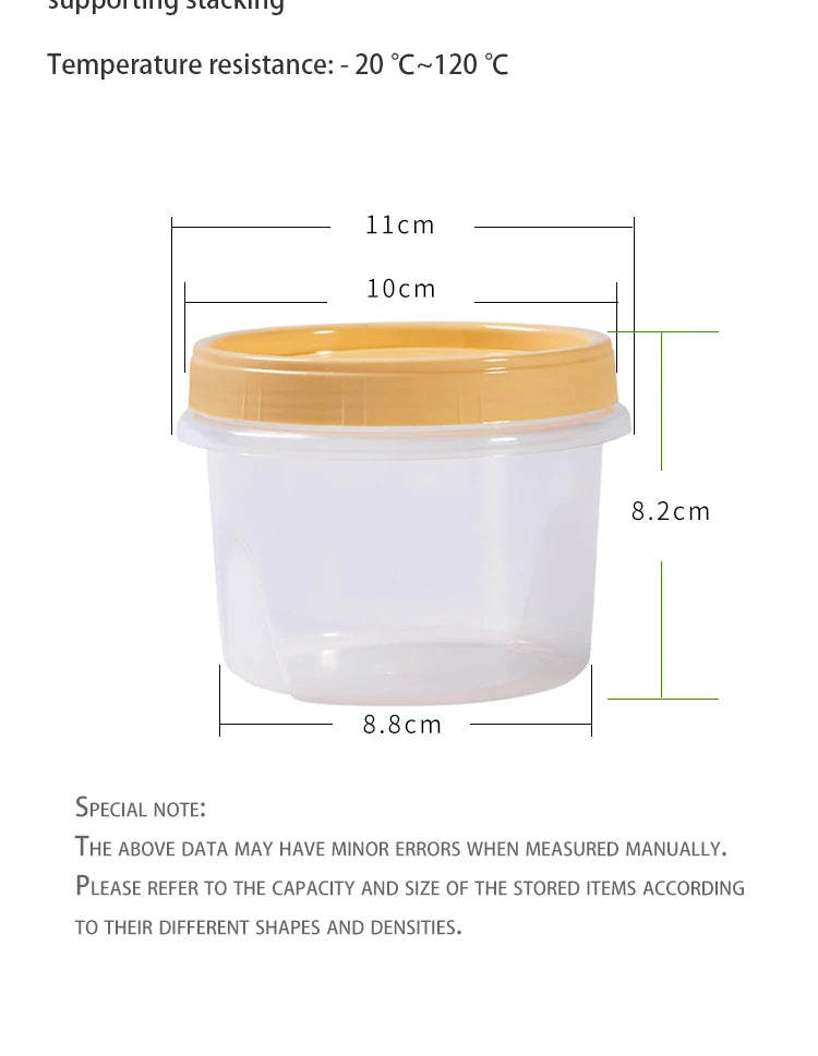 8 Pcs 500ml Round Food Fresh Keeping Box Kitchen Refrigerator Storage Container Fruits Snacks Sealed Jar Microwave Heating