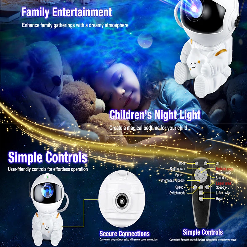 Astronaut Star Projector, Galaxy Projectors Light, Kids Nightlight, Nebula Ceiling Night Lamp,Gifts for Birthdays
