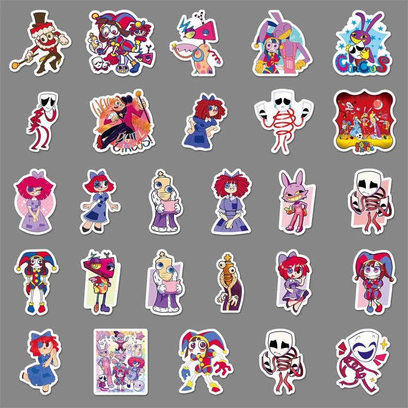 54 PCS The Amazing Digital Circus Sticker Cartoon Skateboard Water Cup Decoration Graffiti Sticker Children’s Toy Birthday Gift