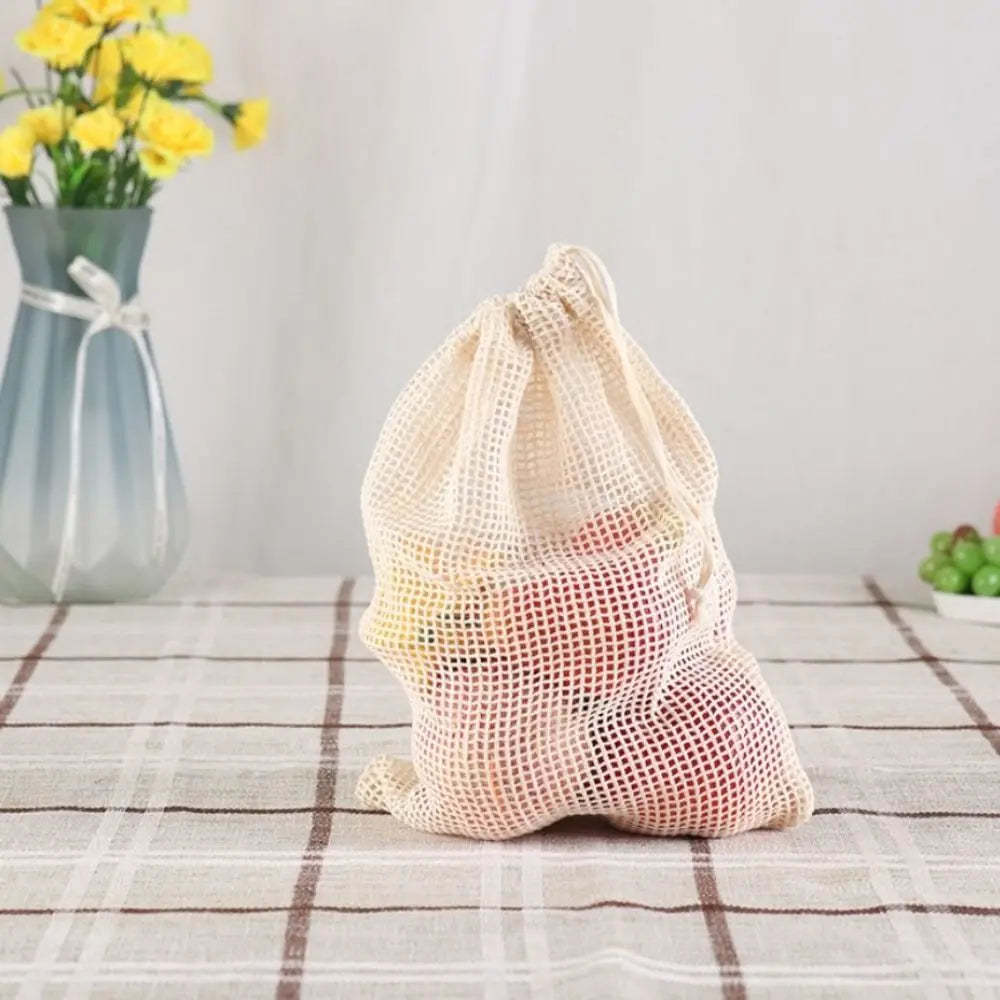Reusable Cotton Mesh Bag Large Eco-friendly Mesh Shopping Bag Fruit and Vegetable Storage Light Weight Bundle Pocket Kitchen