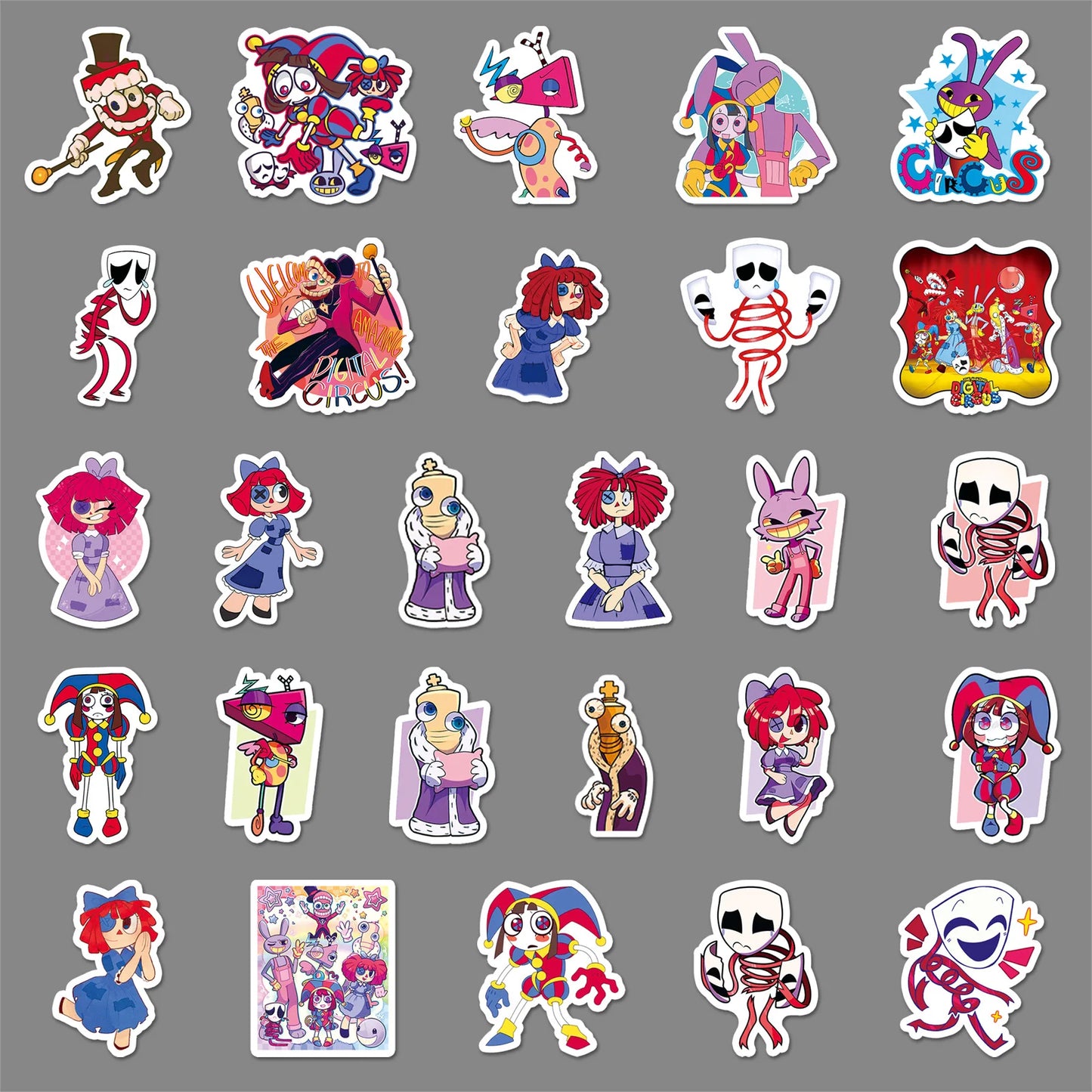 54 PCS The Amazing Digital Circus Sticker Cartoon Skateboard Water Cup Decoration Graffiti Sticker Children’s Toy Birthday Gift
