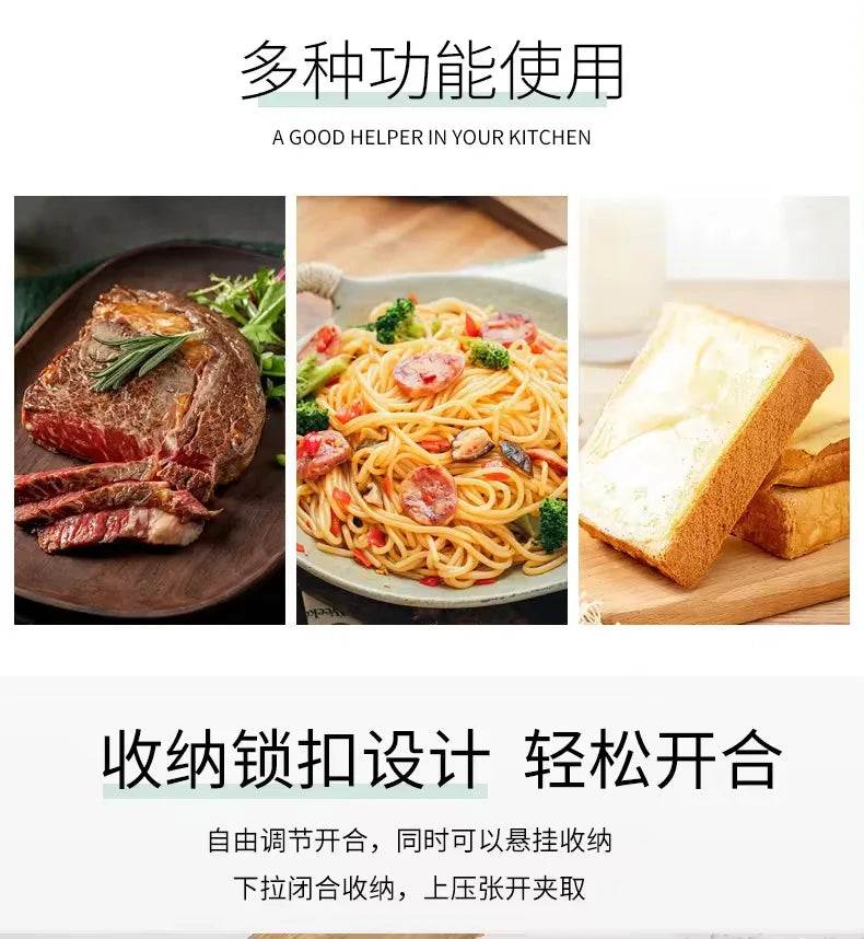 9 and 12 Inch Silicone Head Stainless Steel Bread and Salad Tongs Set Classic Novel Design for Everyday Dining for Restaurants