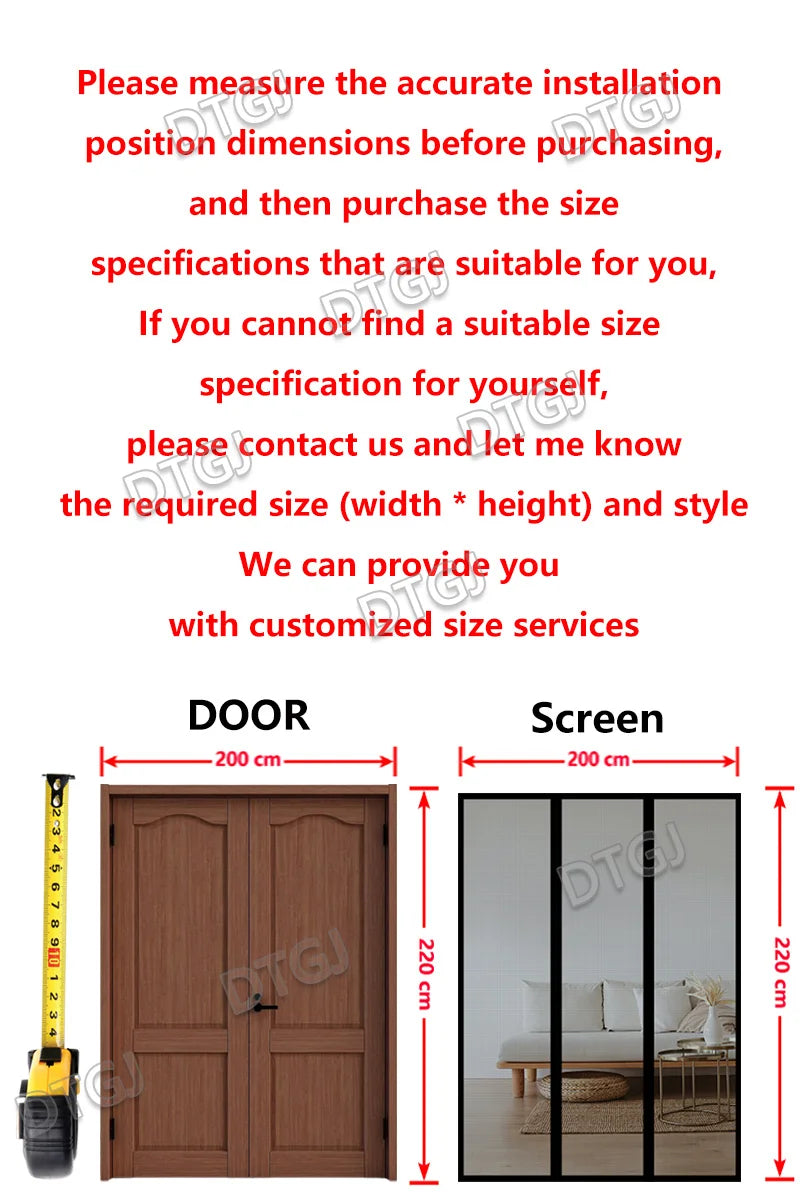 DTGJ Magnetic Door Screen Mosquito Net Custom Size Summer Anti insect Mesh Automatic Closing Curtain Applicable to glass doors