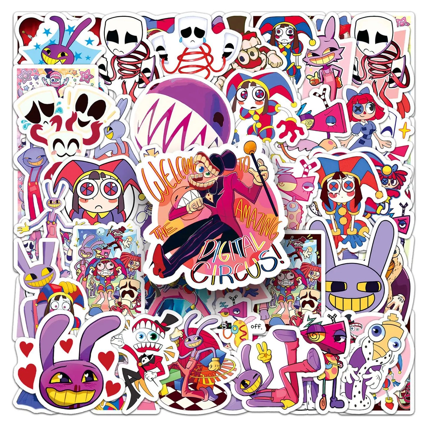 54 PCS The Amazing Digital Circus Sticker Cartoon Skateboard Water Cup Decoration Graffiti Sticker Children’s Toy Birthday Gift