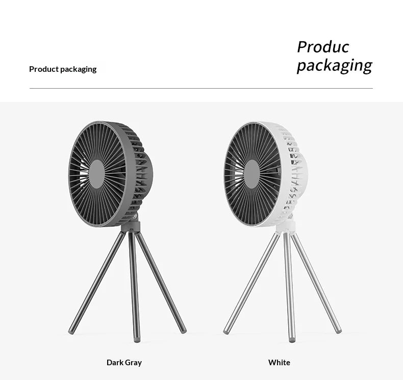 HOMEFISH Portable Rechargeable Camping Fan 4000mAh 10000mAh Wireless Ceiling Desktop Fan with Power Bank LED Light