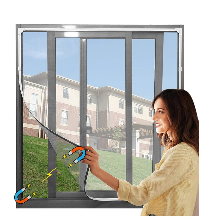 DIY Custom size 2025 Magnetic screen window, mosquito net magnetic curtain, invisible, household magnet self-adhesive window