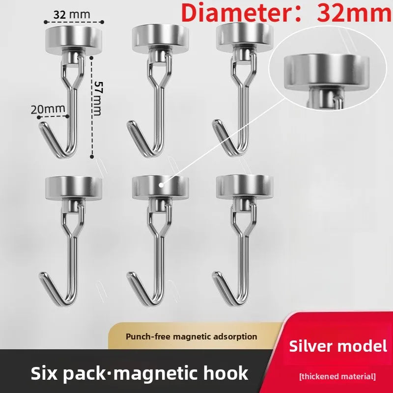 Heavy Duty Neodymium Rare Earth Magnetic Hooks for Cruise Ship Refrigerator Kitchen Home Office Hanging Organization Strong Hold