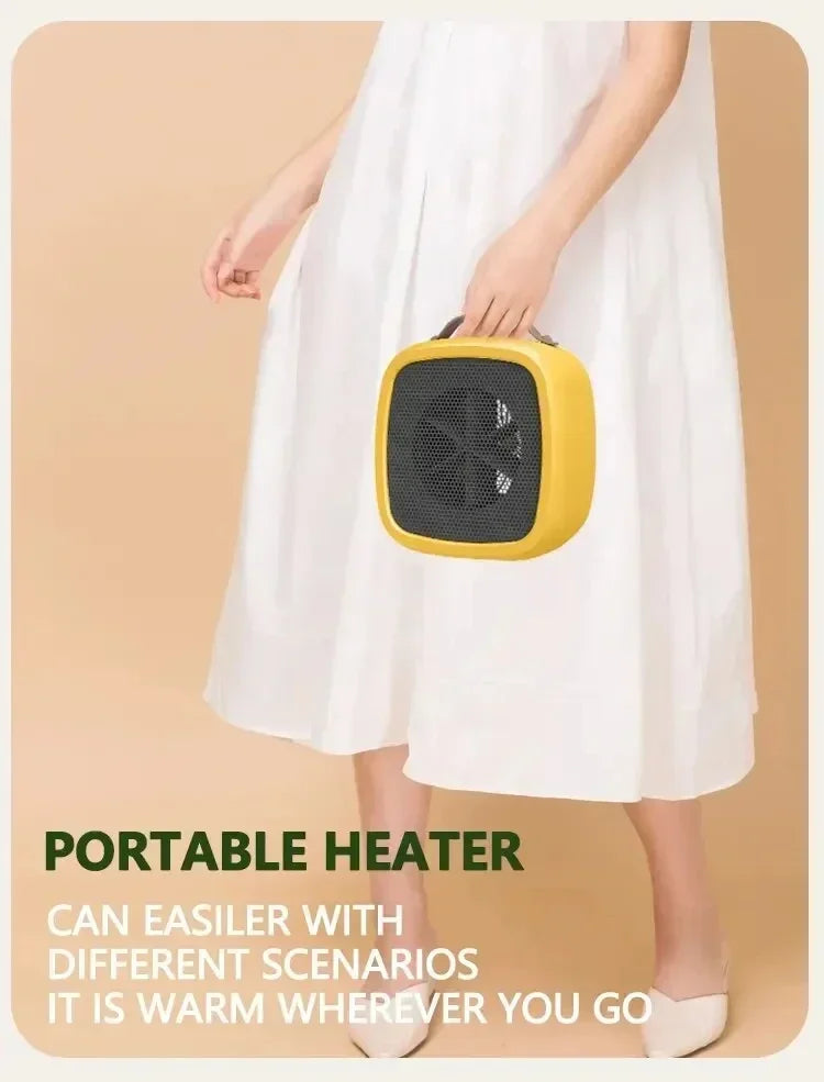 Mini Portable Heaters Desktop Mutes Fast Heating Warmer Fan 500W PTC-Ceramic Warm Air Heaters for Indoor Office Winter