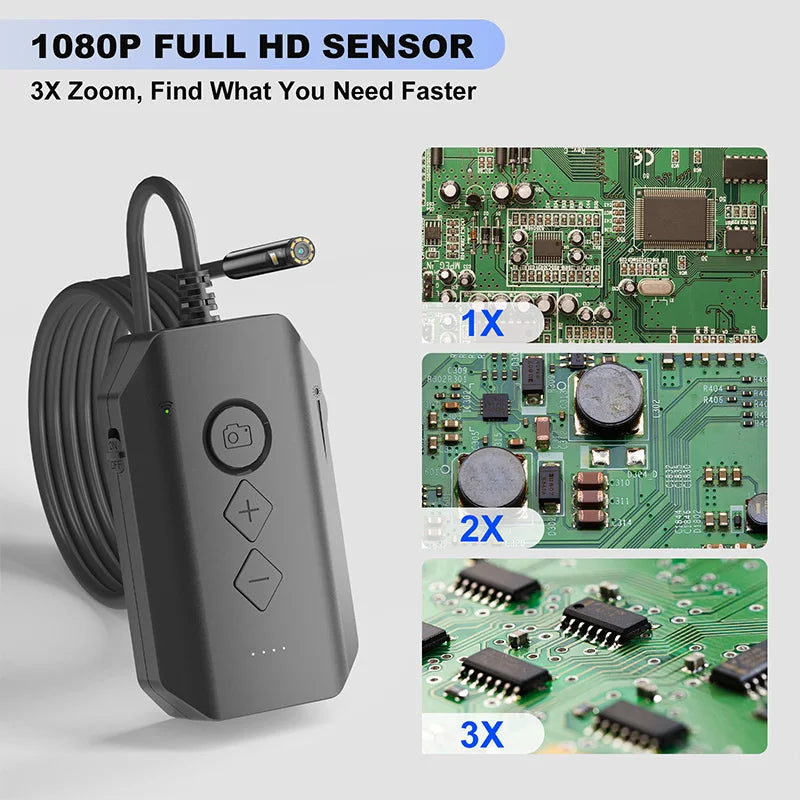 Triple Lens WIFI Endoscope HD1080P Single Dual Lens Wireless Pipe Inspection Borescope Camera Car Check Waterproof LEDs 2600mAh