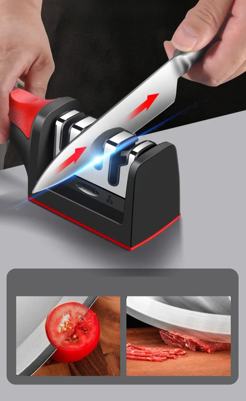 3/4 Segment Knife Sharpener Three-stage Cutting Knife Kitchen Multifunctional Handheld Fast Sharpening Stone  Kitchen Supplies