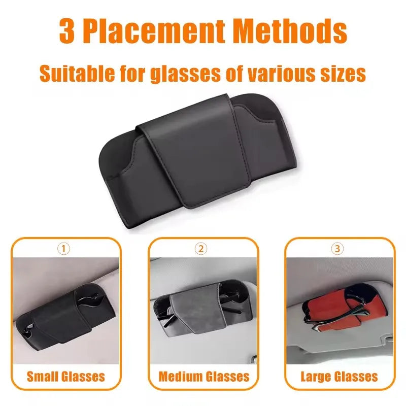 BLALION Car Glasses Case Auto Sun Visor Suede Glasses Holder Sunglasses Clip Card Ticket Holder Universal Interior Accessories