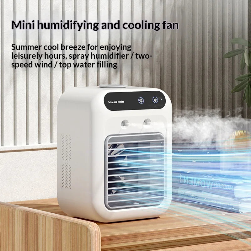 Portable Dormitory Spray Cooler with Humidification, Electric Fan, Desktop Mobile Air Cooler for Small Household Air Conditioner