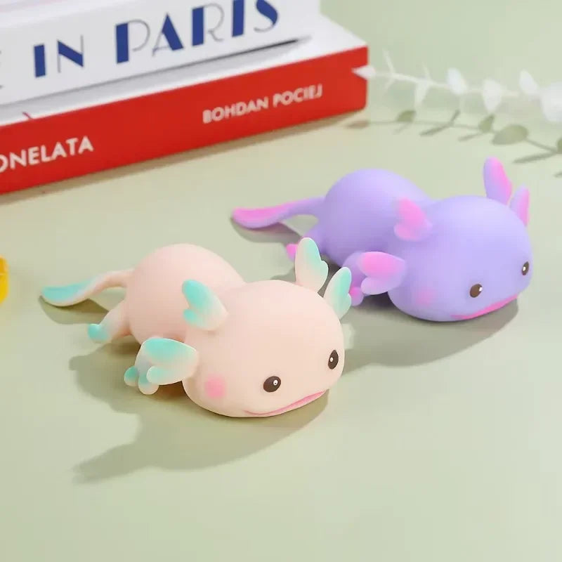 1/4pcs Axolotl Squeeze Ball Cute Fish Relax Cartoon Antistress Squishy Stress Relief Slow Rising For Adult Kids Stretch Toys