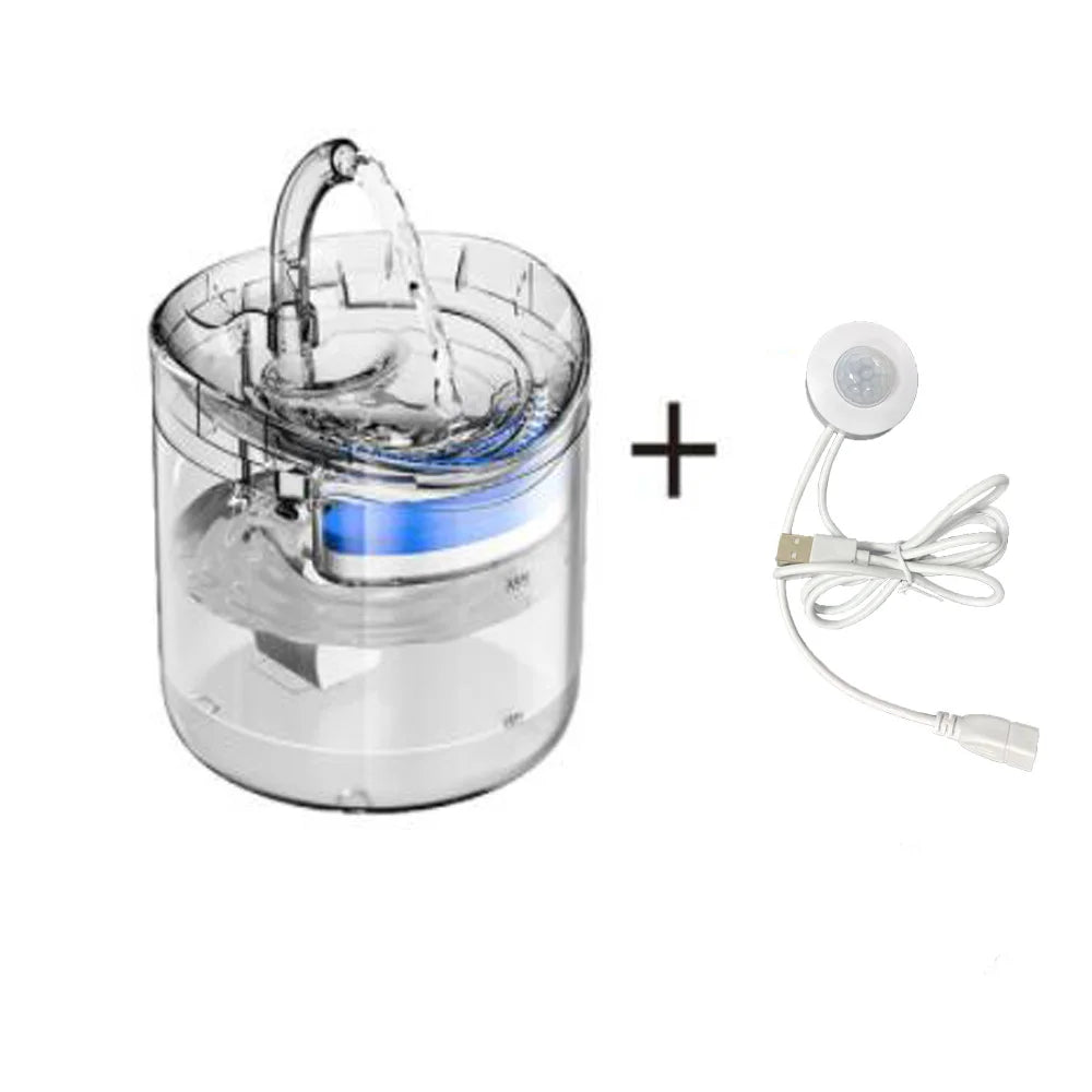 Automatic Cat Dog Water 2L Fountain With Faucet Dog Water Dispenser Transparent Filter Drinker Pet Sensor Drinking Feeder