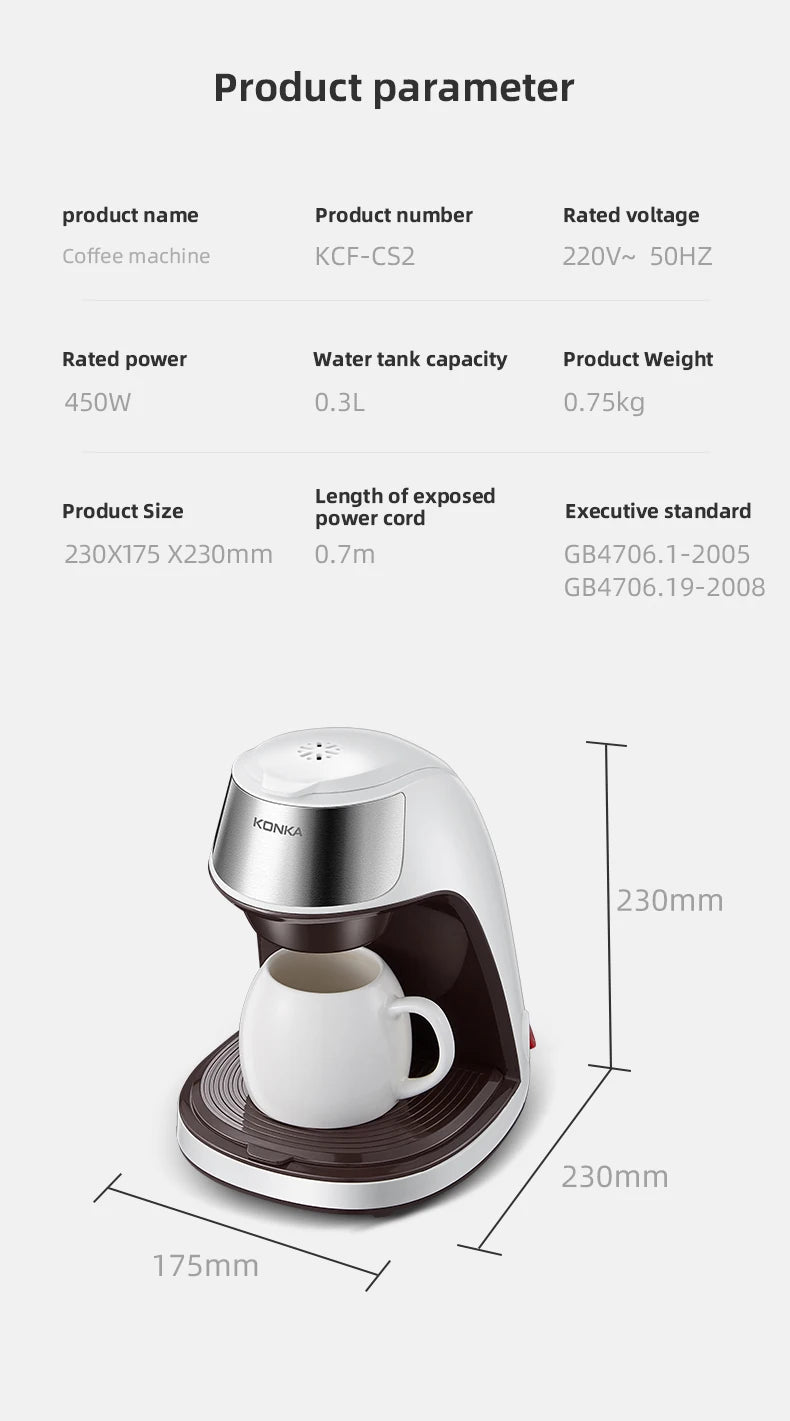 Electric drip coffee machine home small office tea brewing machine Portable Coffee Maker