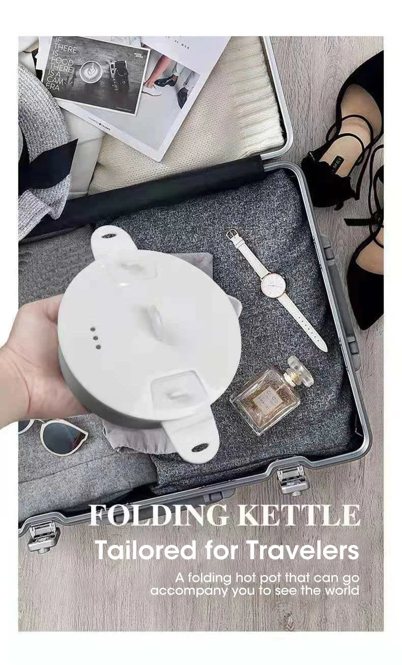 HOMEFISH Foldable Silicone Electric Pot Portable Multi-Purpose Hot Water Boiler for Travel 110/220V Kettle Ideal for Camping