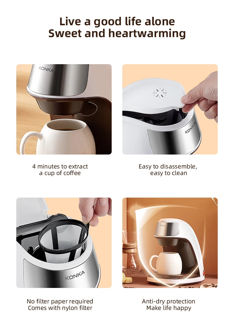 Electric drip coffee machine home small office tea brewing machine Portable Coffee Maker