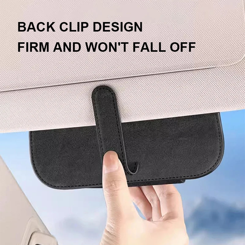 BLALION Car Glasses Case Auto Sun Visor Suede Glasses Holder Sunglasses Clip Card Ticket Holder Universal Interior Accessories