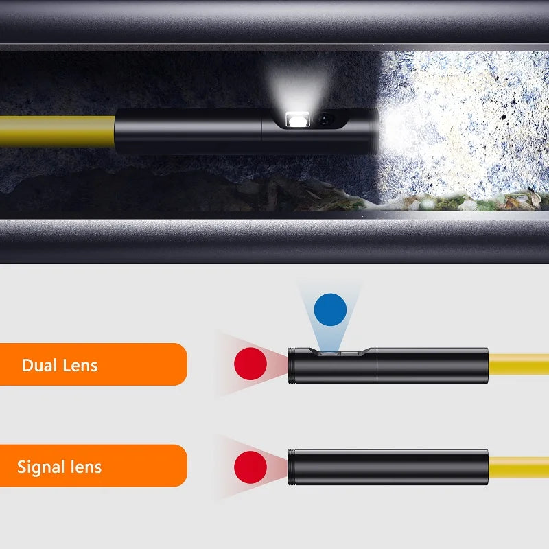 Dual Lens WIFI Endoscope HD1080P Wireless Pipe Inspection Borescope Camera Car Check Waterproof LEDs 2600mAh With Phone Holder