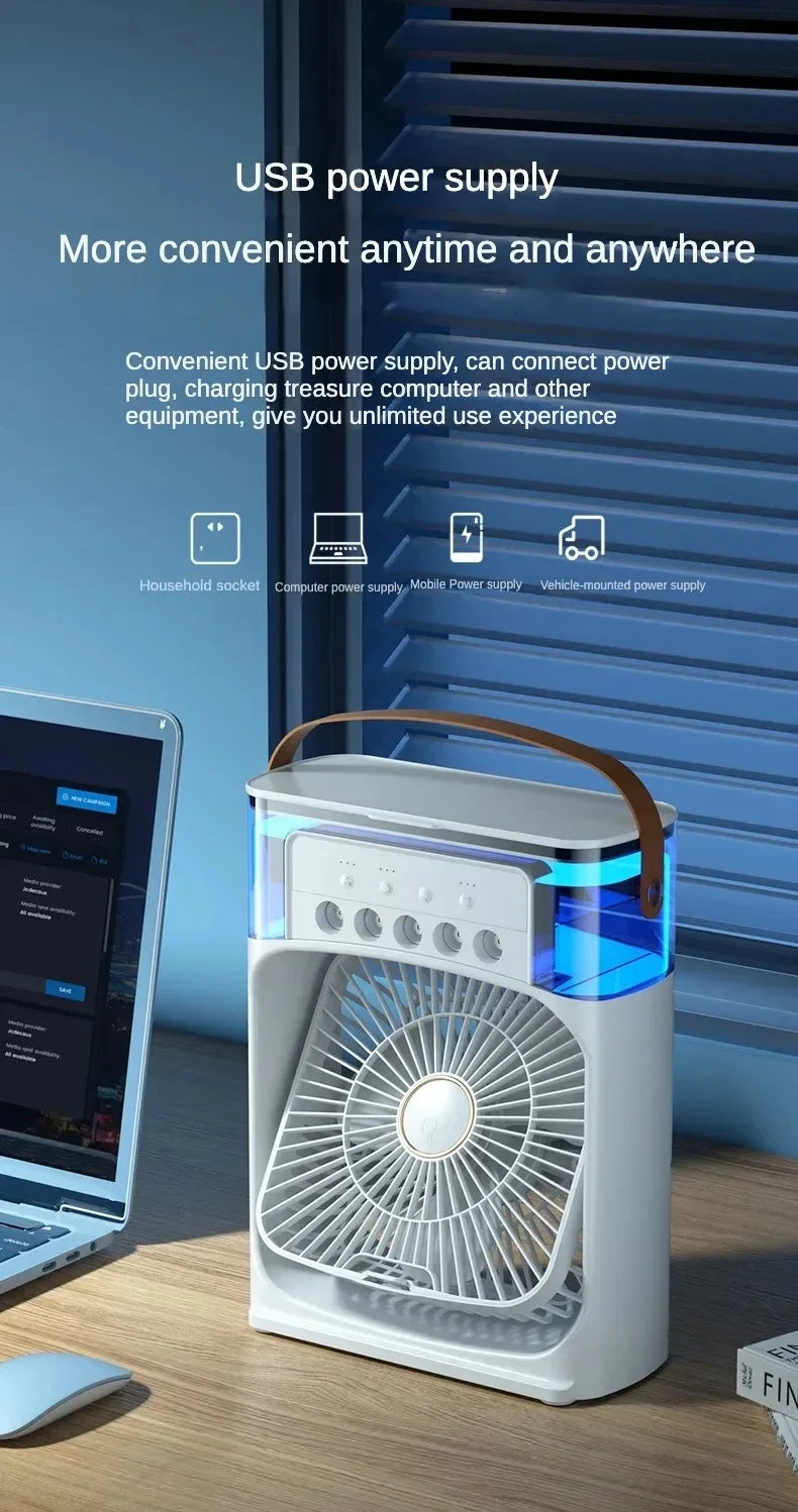 Lenovo Portable Humidifier Fan Air Conditioner Household Small Air Cooler Hydrocooling Air Adjustment For Office 3 Speed Fan New