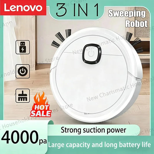 Lenovo 3-in-1 Smart Sweeping Robot Vacuum Mop 4000pa Strong Suction Washable Mop For Pet Hair Hard Floor Ideal Home Kitchen Room